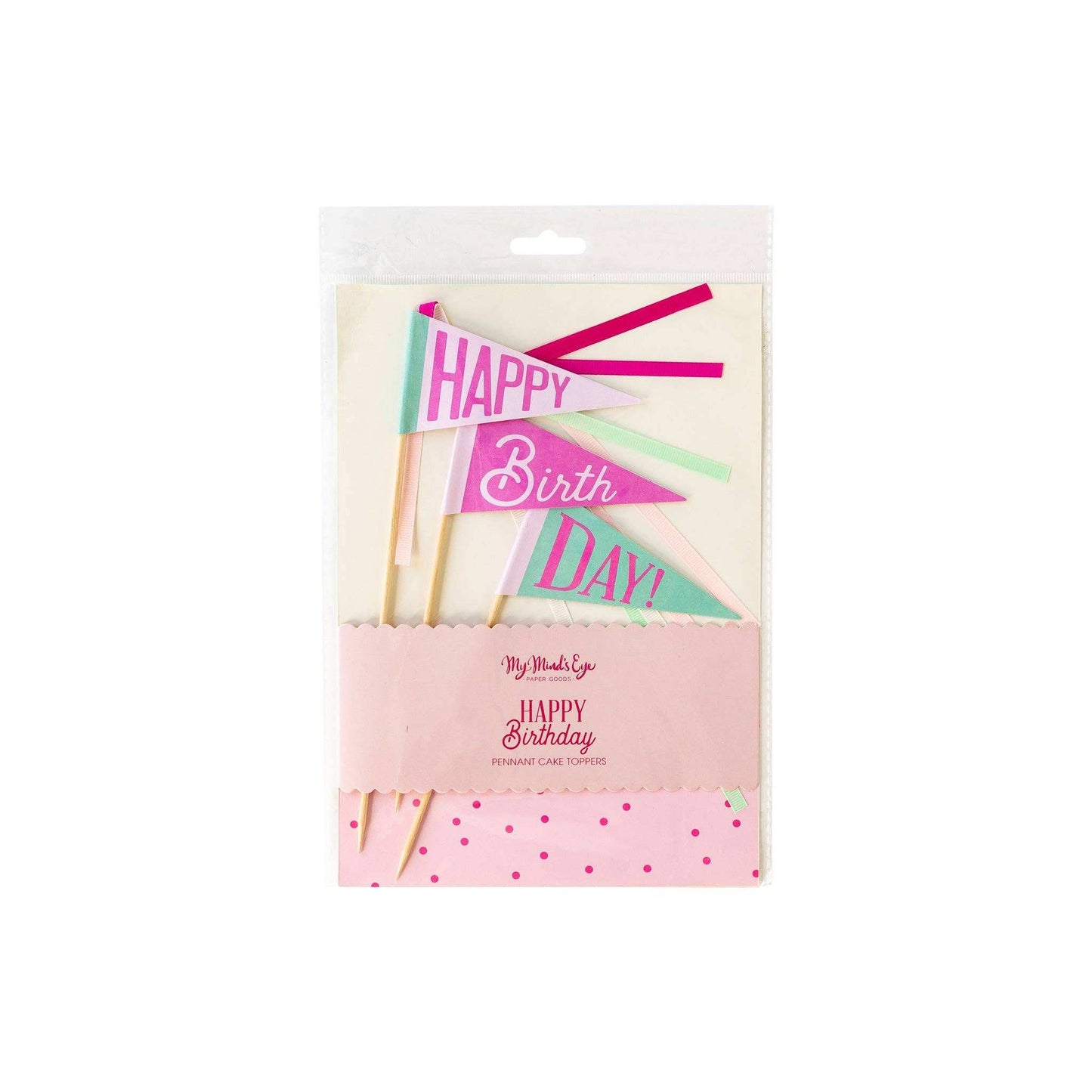 Pink Happy Birthday Cake Topper - Jennie Dots