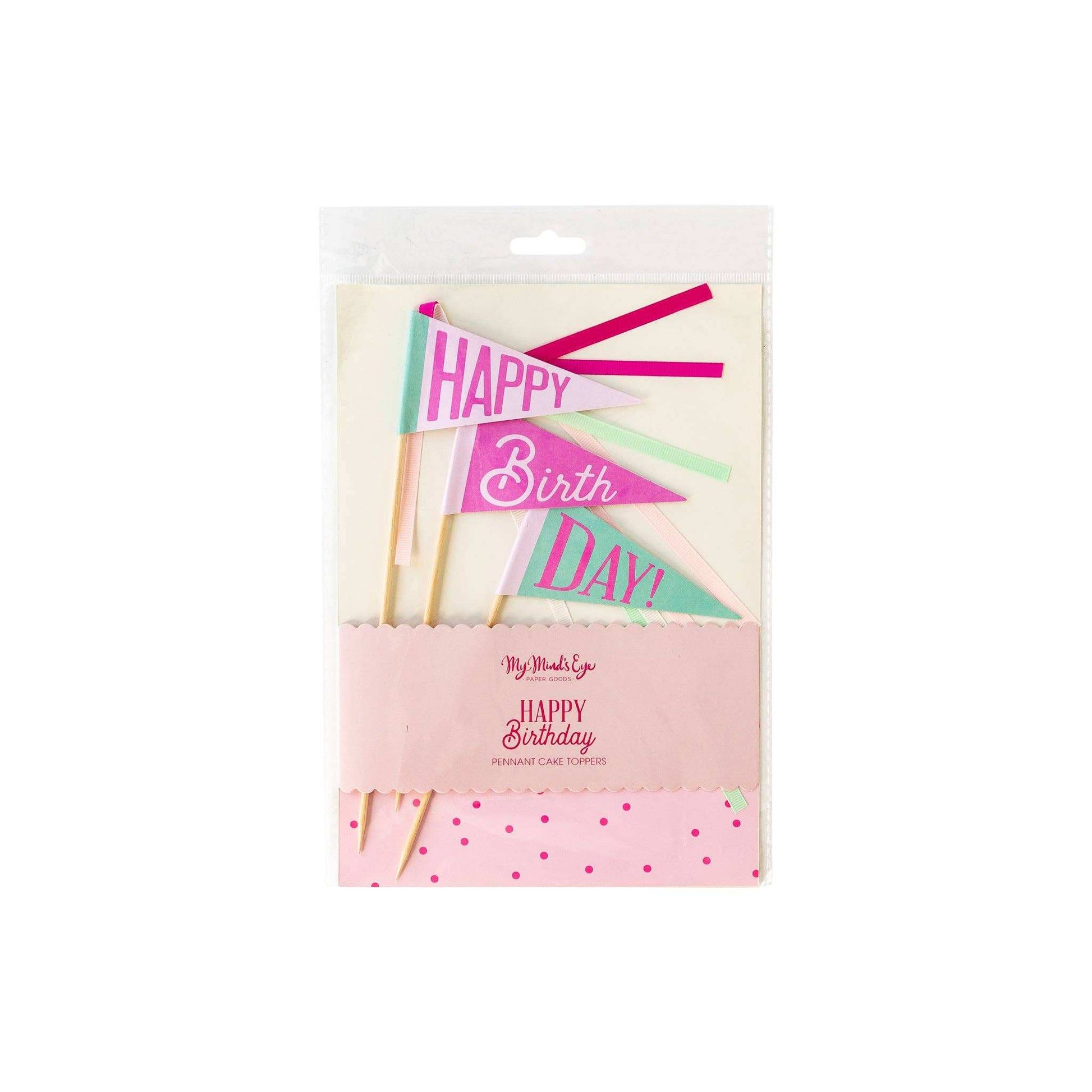 Pink Happy Birthday Cake Topper - Jennie Dots
