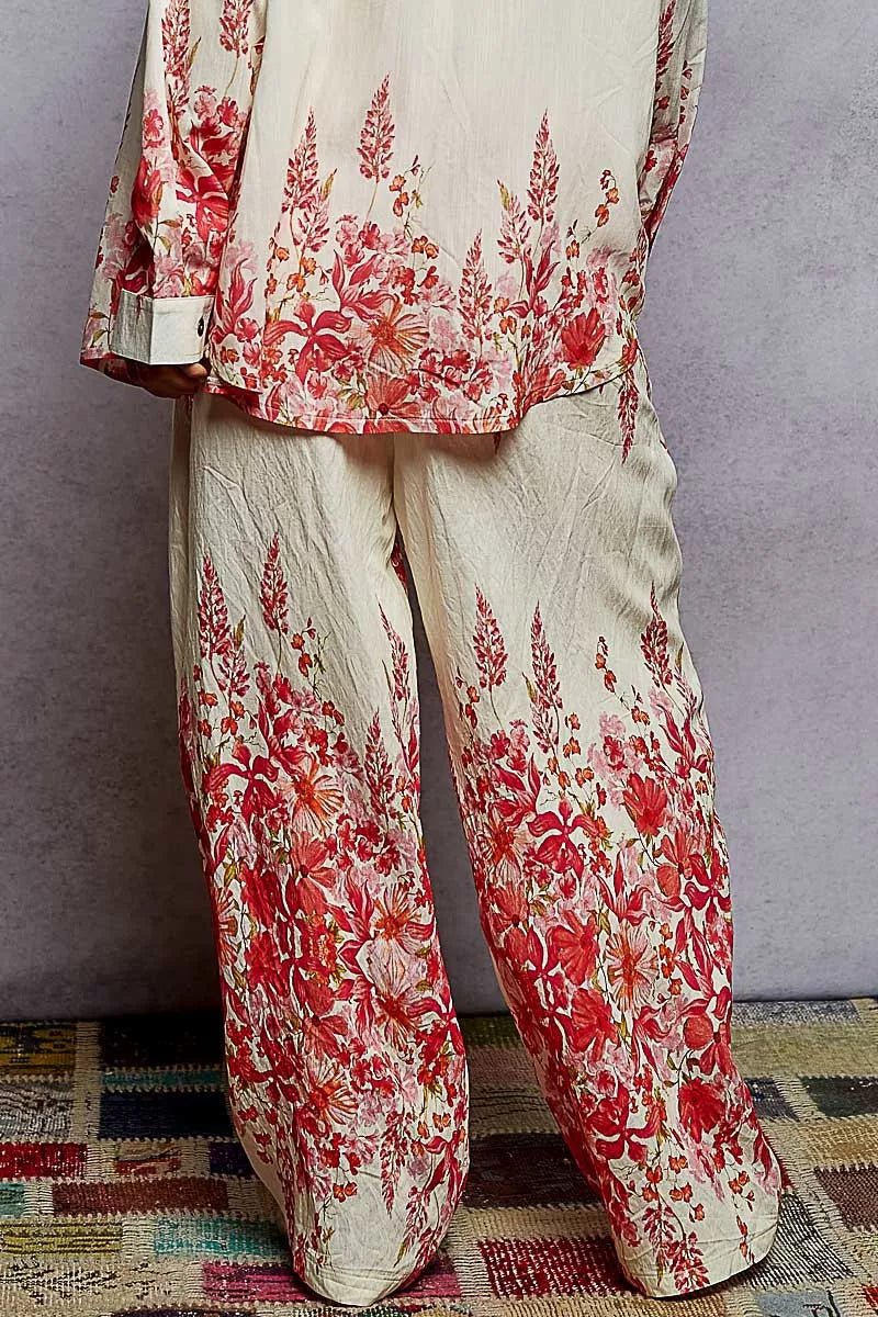 POL Floral Printed Woven Wide Leg Drawstring Pants - Jennie Dots