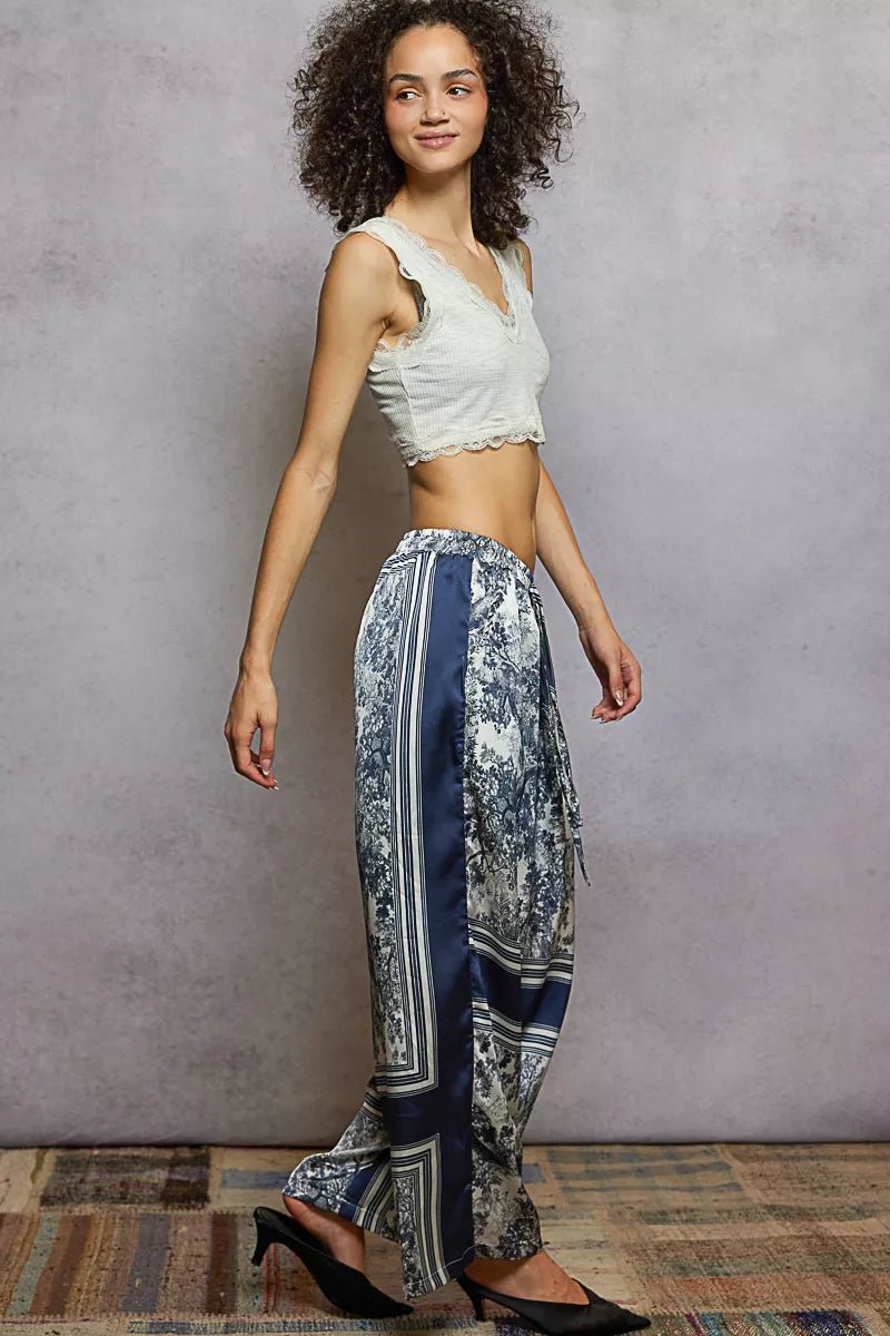 POL Floral Printed Woven Wide Leg Drawstring Pants - Jennie Dots