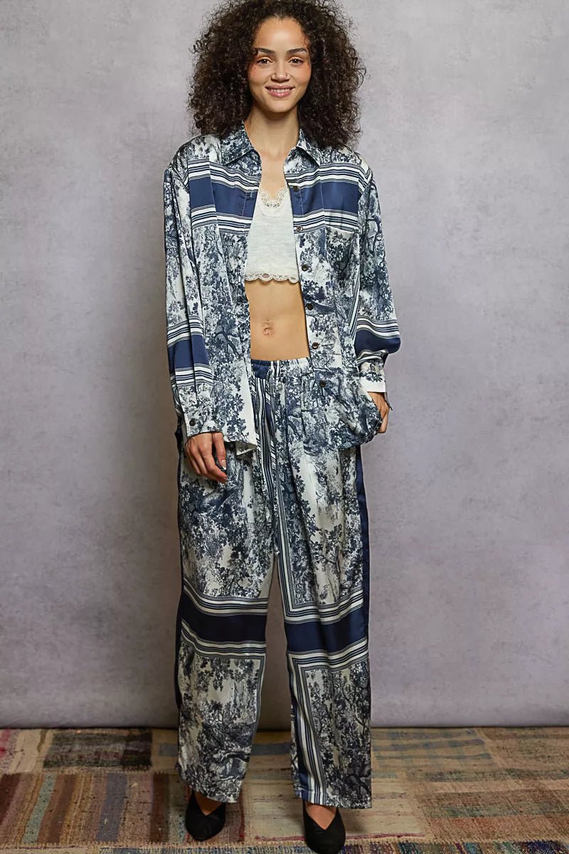 POL Floral Printed Woven Wide Leg Drawstring Pants - Jennie Dots