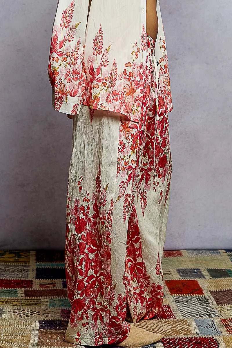POL Floral Printed Woven Wide Leg Drawstring Pants - Jennie Dots