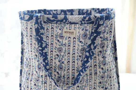 Porcelain Floral Print Reversible Tote Bag - Jennie Dots