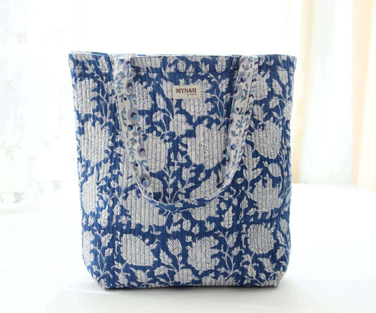 Porcelain Floral Print Reversible Tote Bag - Jennie Dots