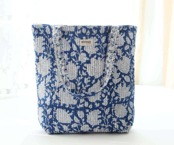 Porcelain Floral Print Reversible Tote Bag - Jennie Dots