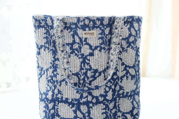 Porcelain Floral Print Reversible Tote Bag - Jennie Dots