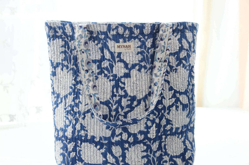 Porcelain Floral Print Reversible Tote Bag - Jennie Dots