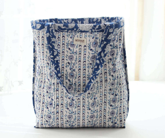 Porcelain Floral Print Reversible Tote Bag - Jennie Dots