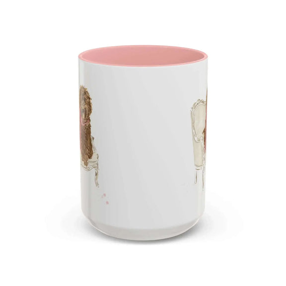 Rebecca Illustrated Doodle mug 15oz with vibrant design and pink interior.