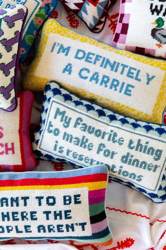 Reservations Needlepoint Pillow - Jennie Dots