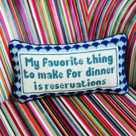 Reservations Needlepoint Pillow - Jennie Dots