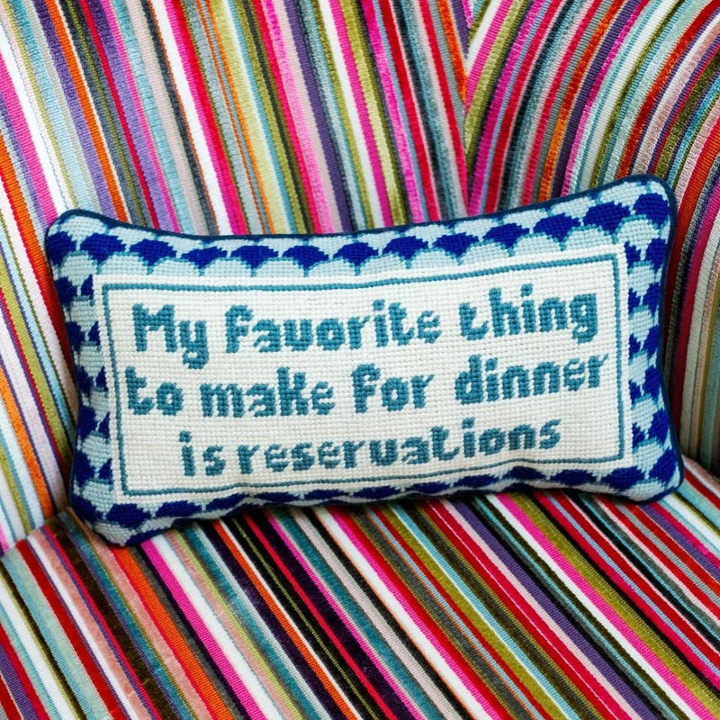 Reservations Needlepoint Pillow - Jennie Dots
