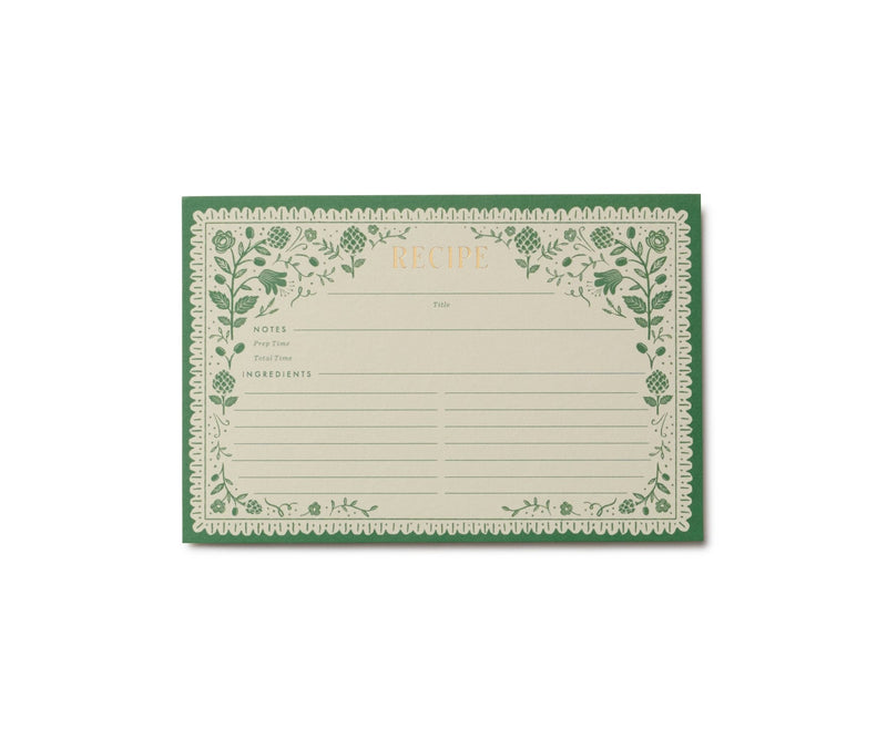 Rifle Paper Co. - Pack of 12 Artichoke Recipe Cards - Jennie Dots