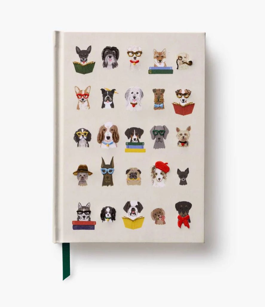 Rifle Paper Co. - Studious Dogs Embroidered Journal - Jennie Dots