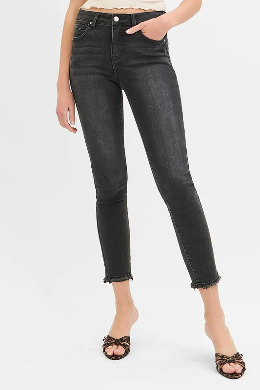 RISEN Full Size Tummy Control Mid Rise Crop Skinny Jeans Plus Size - Jennie Dots