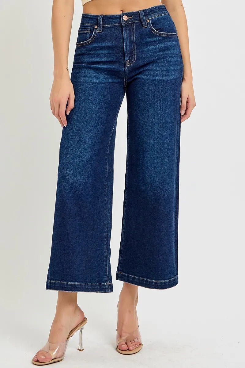 RISEN High Rise Crop Wide Jeans - Jennie Dots