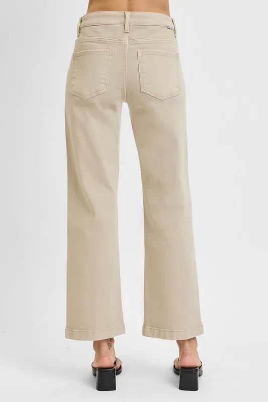 RISEN Tummy Control Mid Rise Ankle Straight Jeans - Jennie Dots