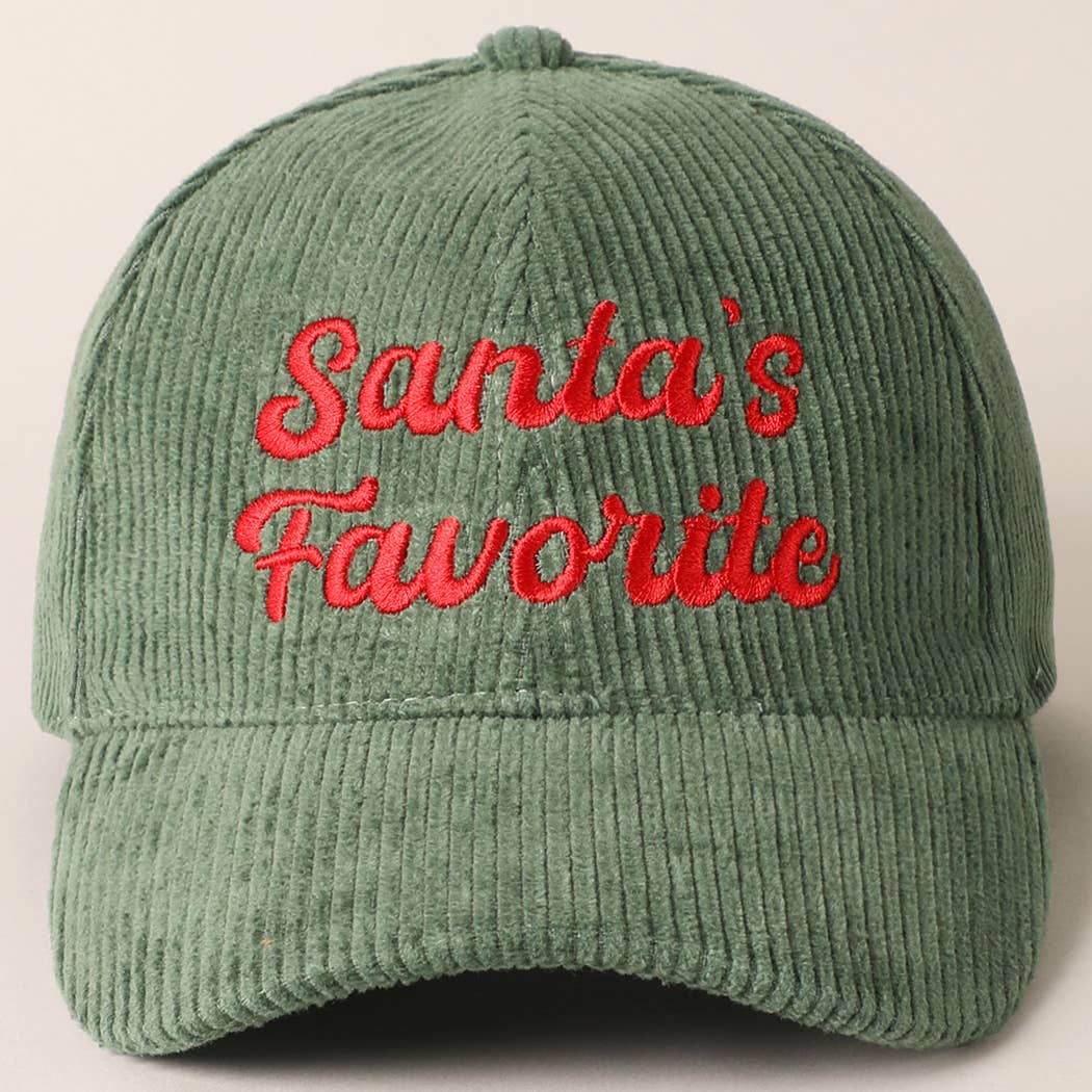 Santa's Favorite Embroidery Corduroy Cap - Jennie Dots