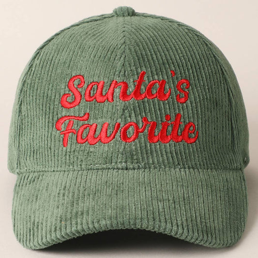 Santa's Favorite Embroidery Corduroy Cap - Jennie Dots