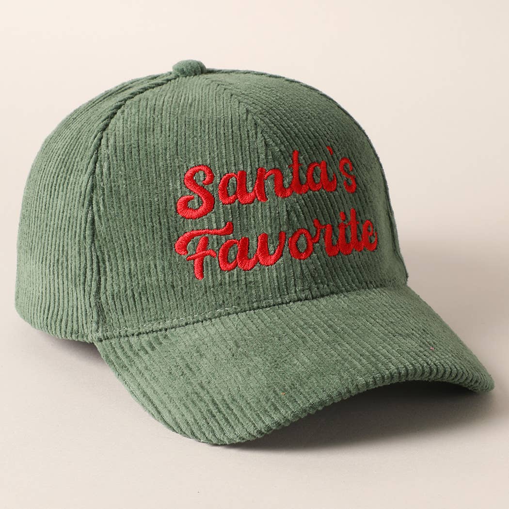 Santa's Favorite Embroidery Corduroy Cap - Jennie Dots