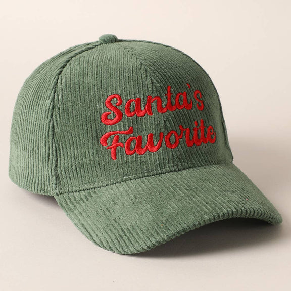 Santa's Favorite Embroidery Corduroy Cap - Jennie Dots