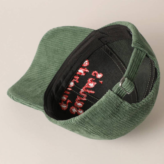 Santa's Favorite Embroidery Corduroy Cap - Jennie Dots
