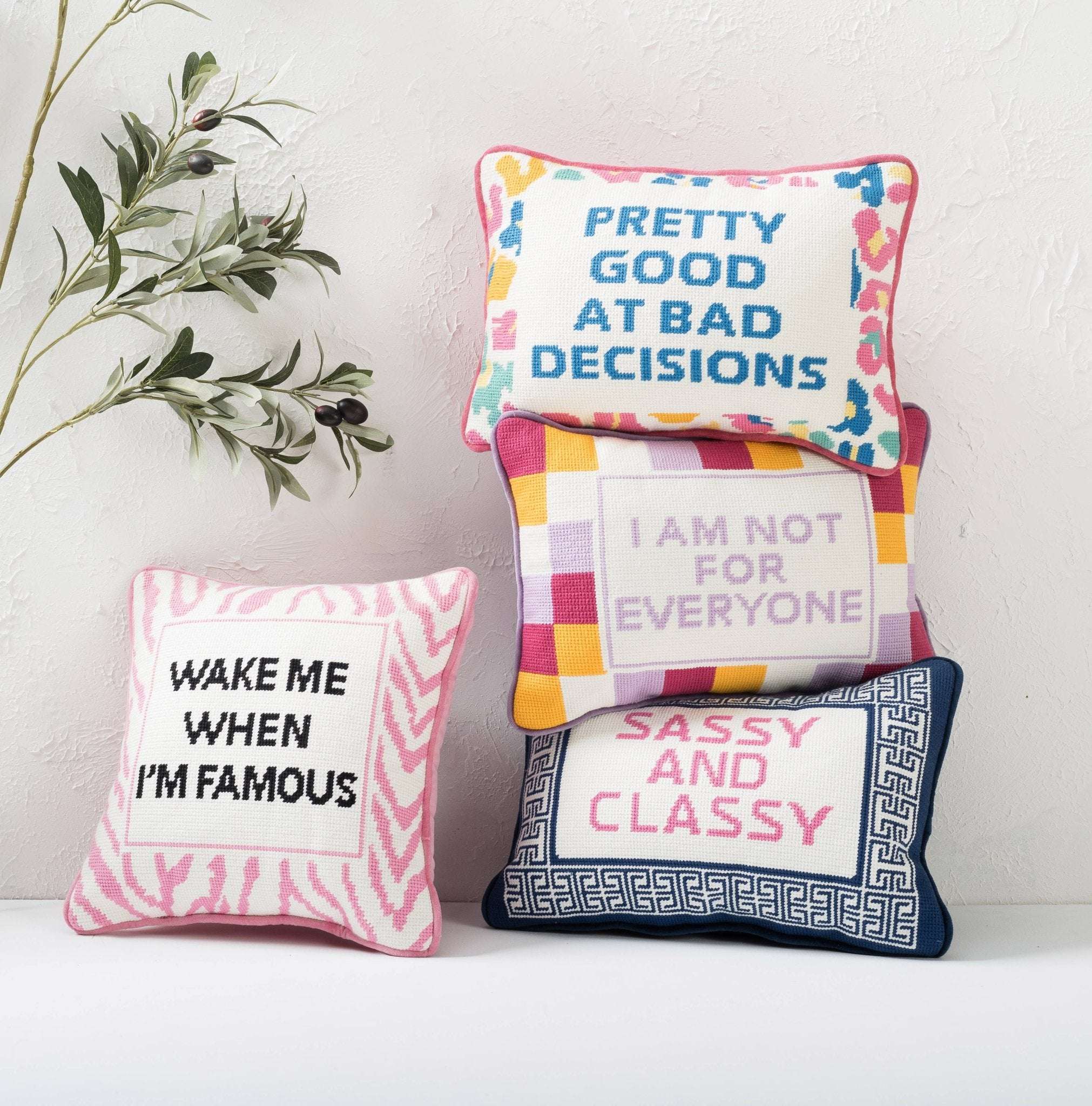 Sassy And Classy Embroidered Pillow - Jennie Dots