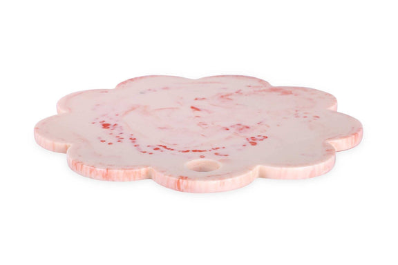 Scallop resin cheese charcuterie board in ivory pink, handmade, 9 inches.