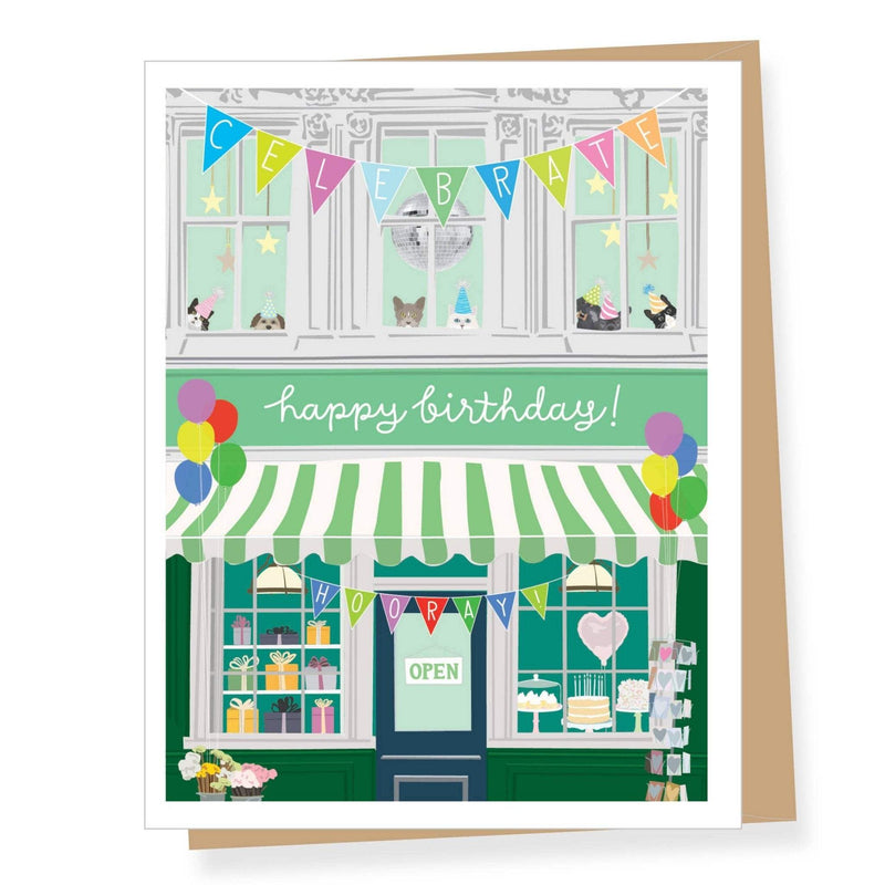 Second Floor Disco Party Birthday Greeting Card - Jennie Dots