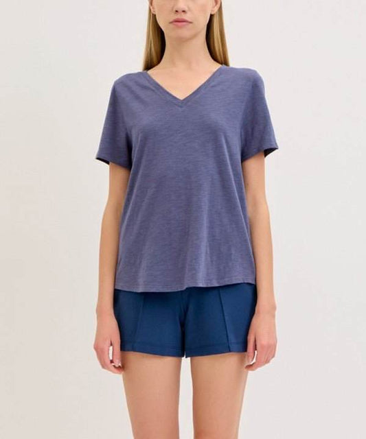Studio Ko Bamboo Cotton Slub V Neck Shirt - Jennie Dots