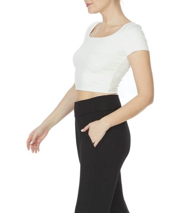 Studio Ko Bamboo Crop Cap Sleeve Top - Jennie Dots