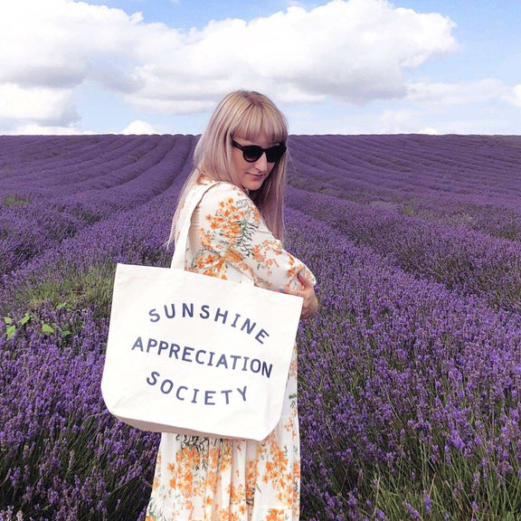 Sunshine Appreciation Society - Big Canvas Tote Bag Alphabet Bags - Jennie Dots