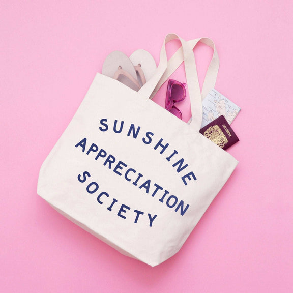 Sunshine Appreciation Society - Big Canvas Tote Bag Alphabet Bags - Jennie Dots