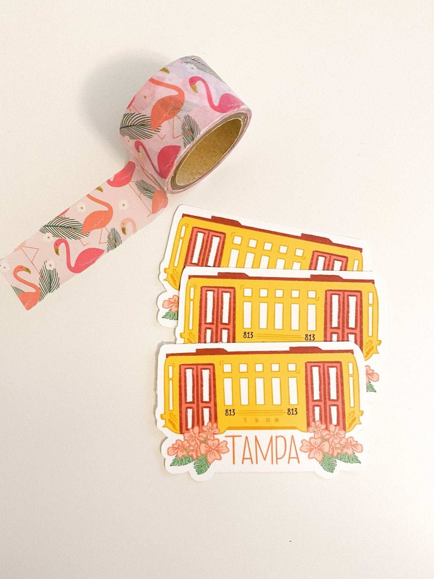 Tampa Trolly Sticker with vibrant design for decorating laptops and water bottles.