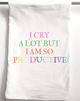 Taylor Swift inspired 'I Cry A Lot But I Am So Productive' gift towel, colorful design.