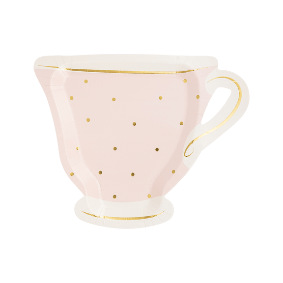 Tea Party Cup Shaped Paper Plate Set - 3 colors - Jennie Dots