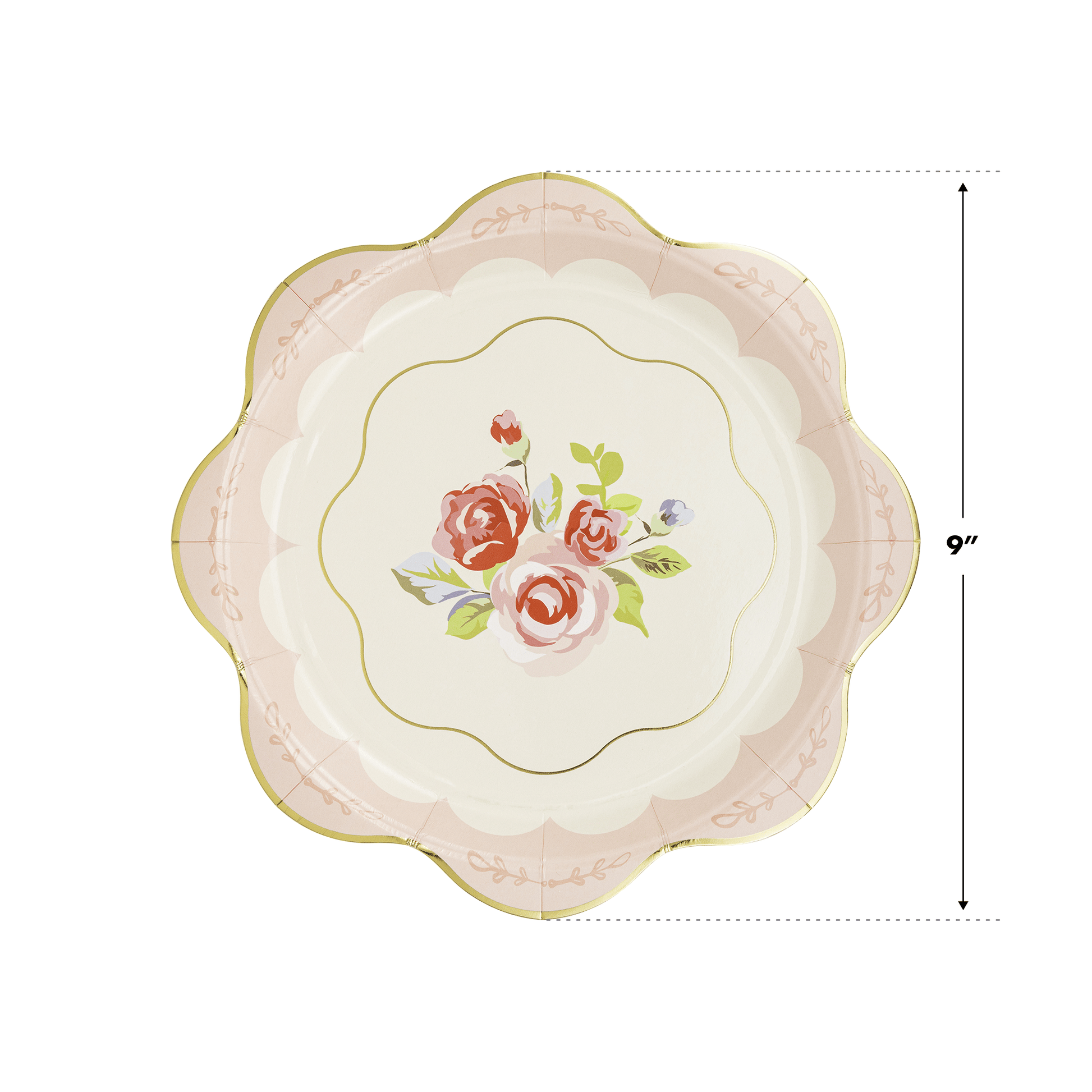 Tea Party Scalloped Round Paper Plate - Jennie Dots