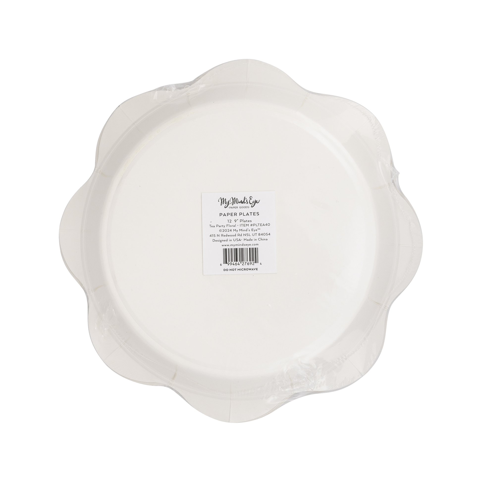 Tea Party Scalloped Round Paper Plate - Jennie Dots