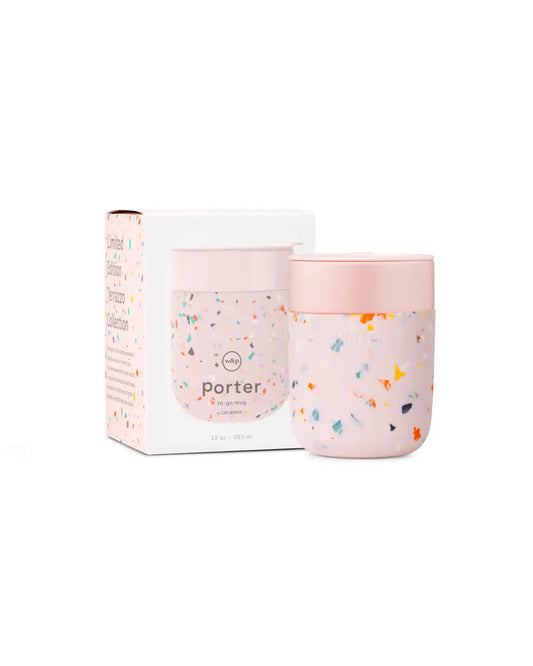 Terrazzo Porter 12 oz Mug In Blush | 4.4" x 3" x 3" Food Safe Silicone