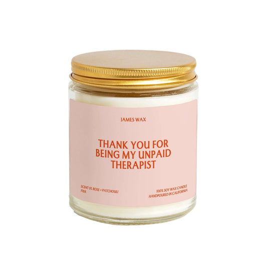 “Thank You for Being My Unpaid Therapist” Candle - Jennie Dots
