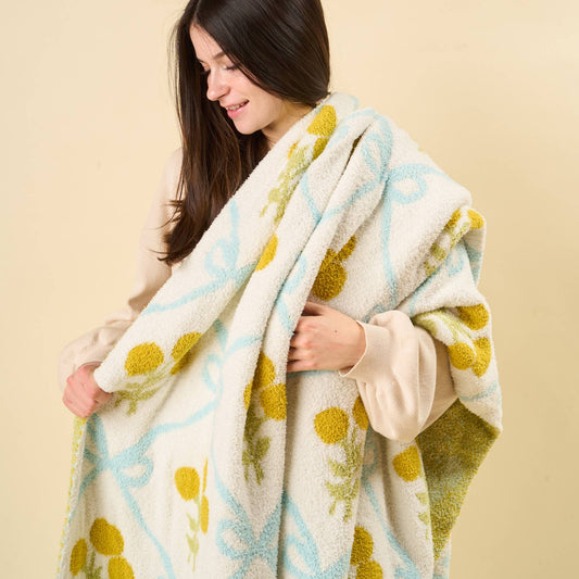 The Darling Effect Cozy Dreams Luxe Blanket - Marigold Lane Blue - Jennie Dots