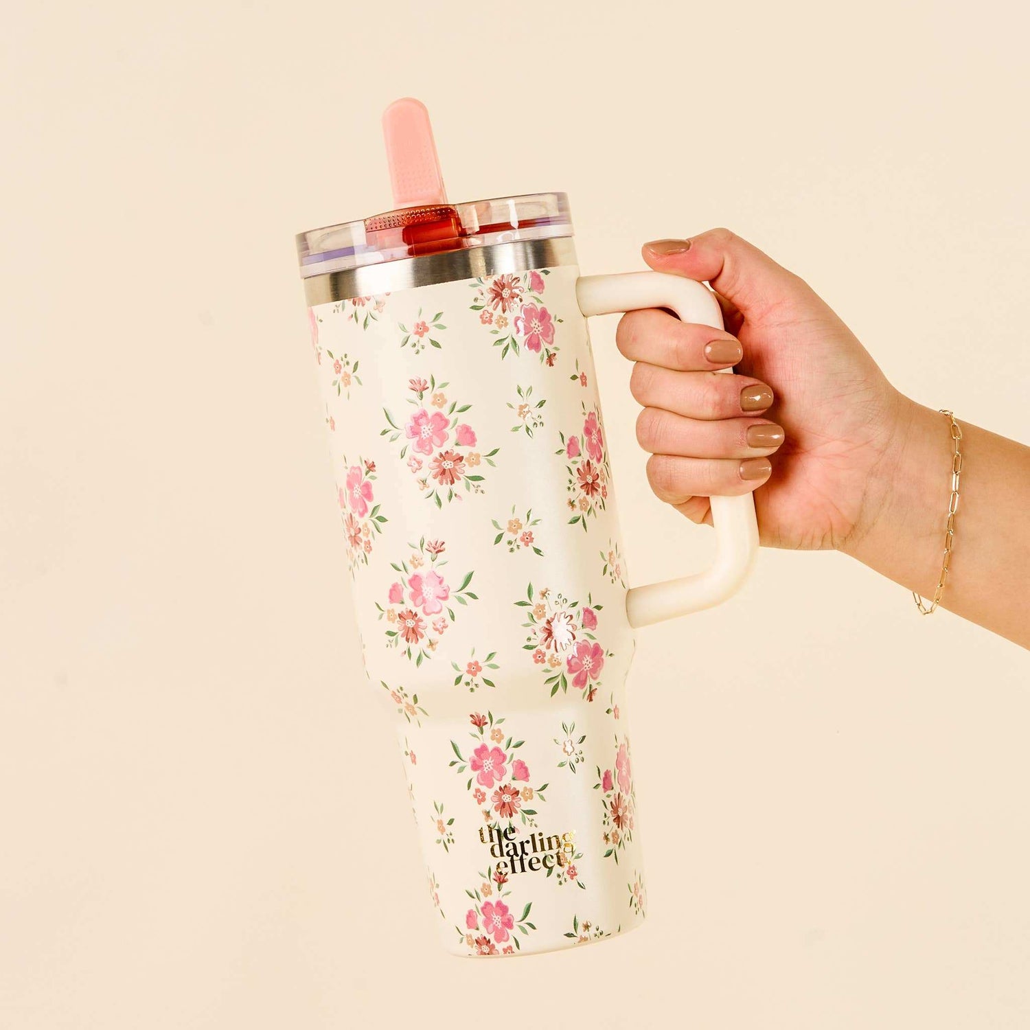 The Darling Effect Endless Daydream Cream - 40 oz Lifestyle Flip Straw Tumbler - Jennie Dots