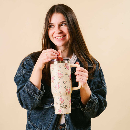 The Darling Effect Endless Daydream Cream - 40 oz Lifestyle Flip Straw Tumbler - Jennie Dots