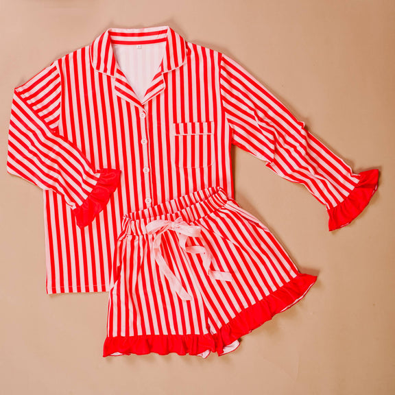 The Darling Effect - Sweet Dreams Pajama Shorts Set - Stripes - Jennie Dots