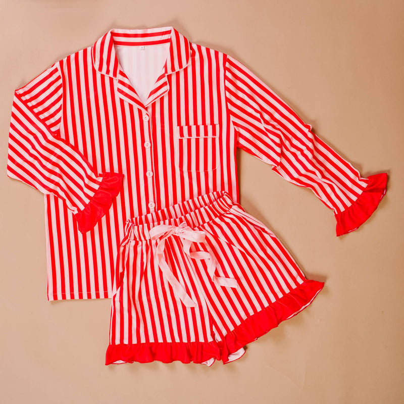 The Darling Effect - Sweet Dreams Pajama Shorts Set - Stripes - Jennie Dots