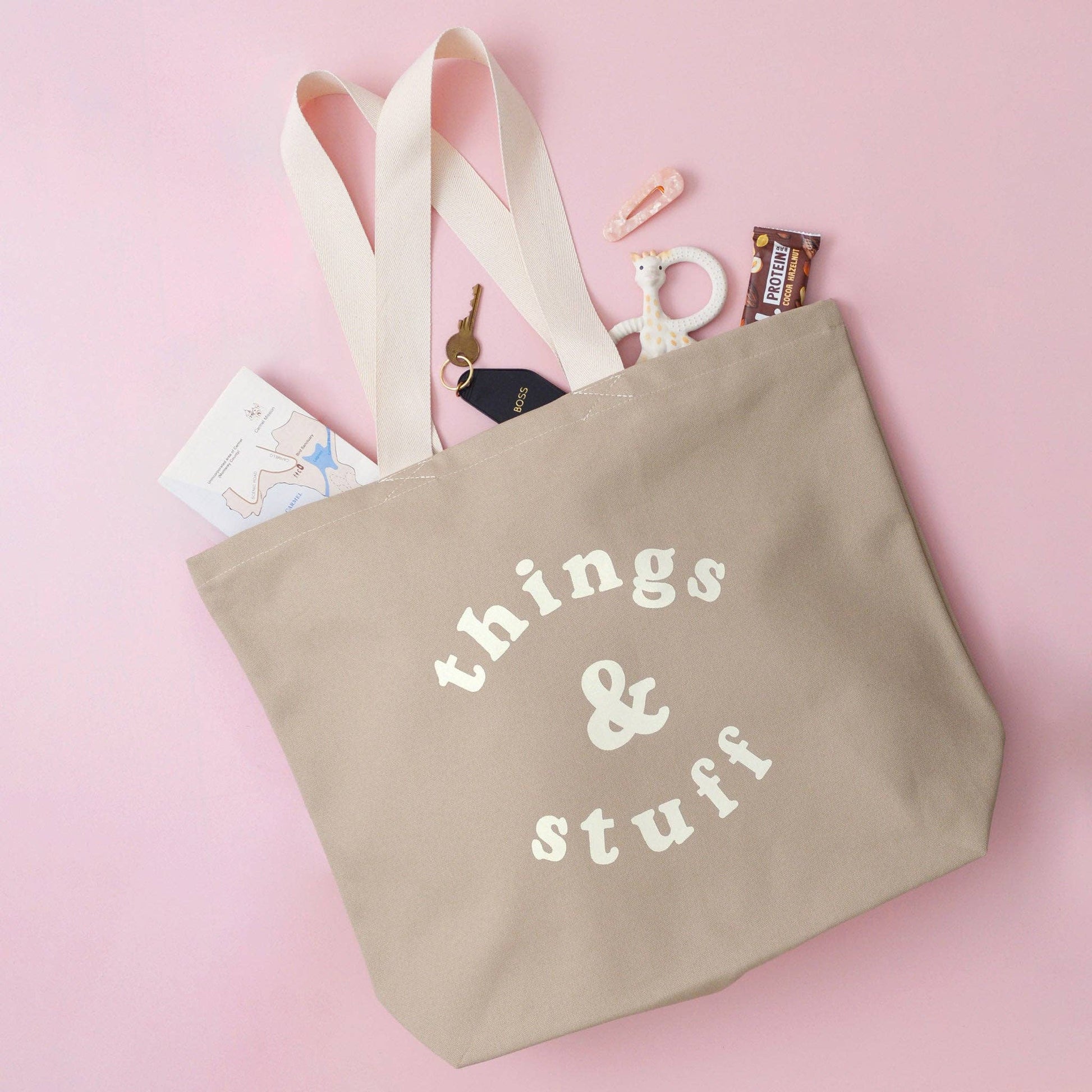 Things & Stuff - Stone Canvas Tote Bag - Jennie Dots