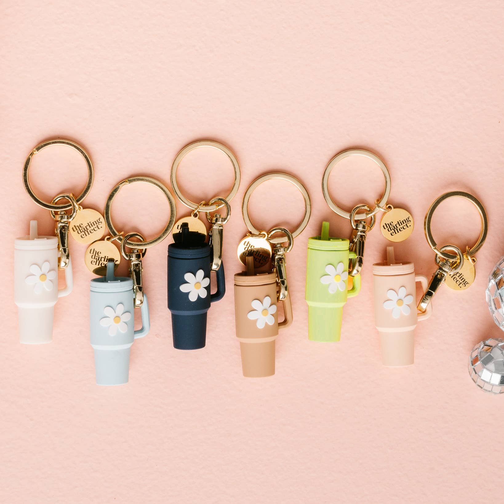 Tiny Tumbler Keychain - Aqua - Jennie Dots