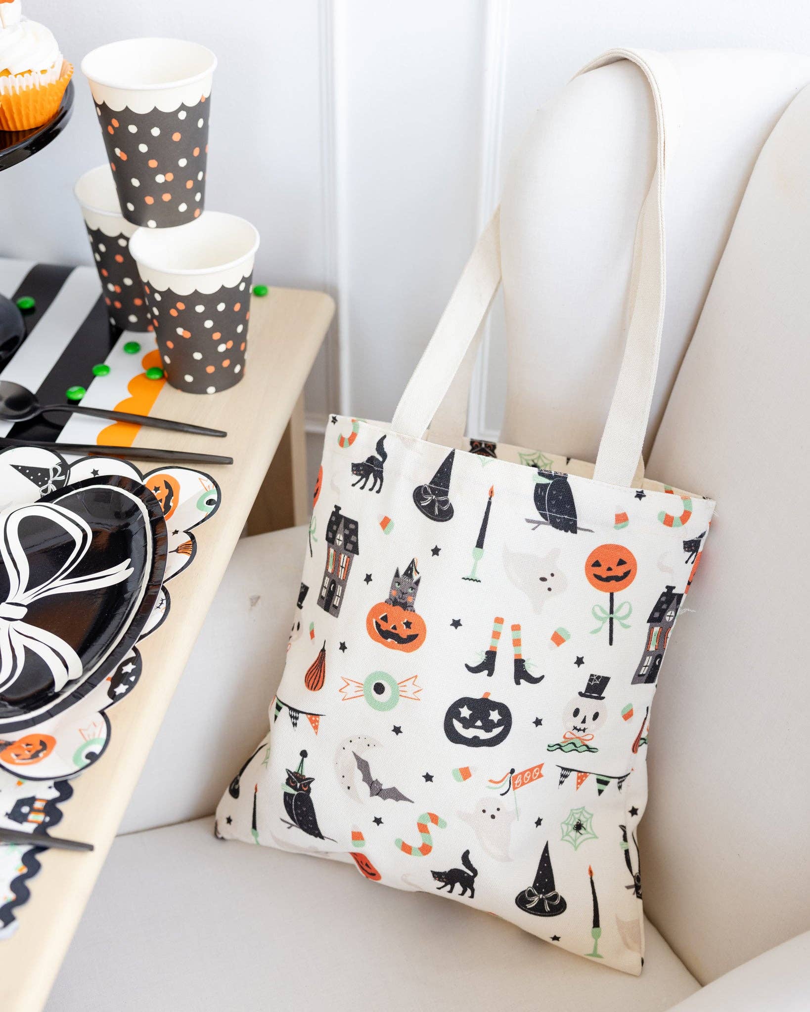 Tricks & Treats Canvas Tote Bag - Jennie Dots