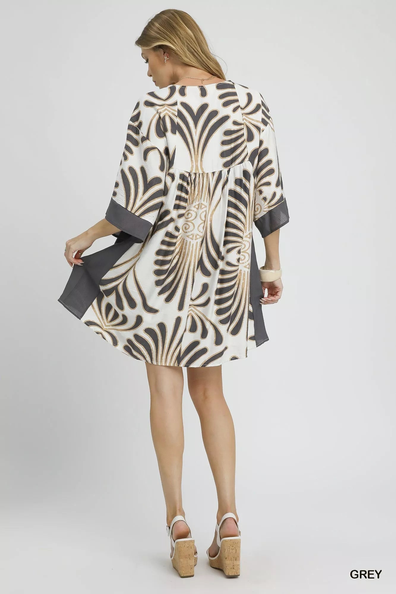 Umgee Abstract Print Kimono Sleeve Mini Dress - Jennie Dots