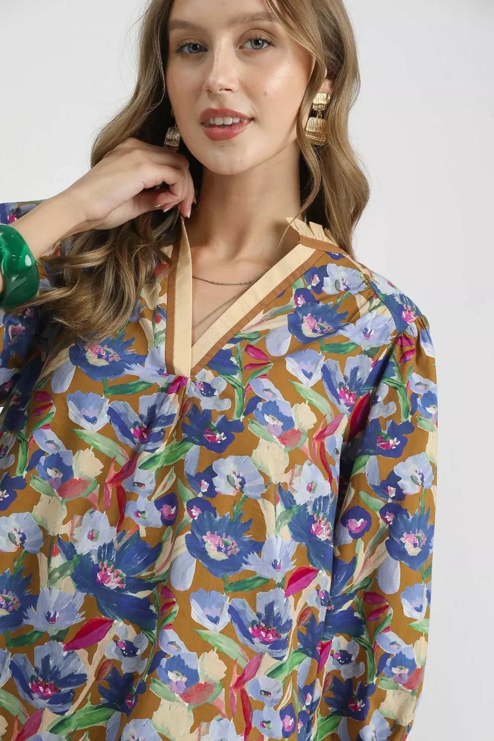 Umgee Boho Floral Balloon Sleeve Mini Dress - Jennie Dots